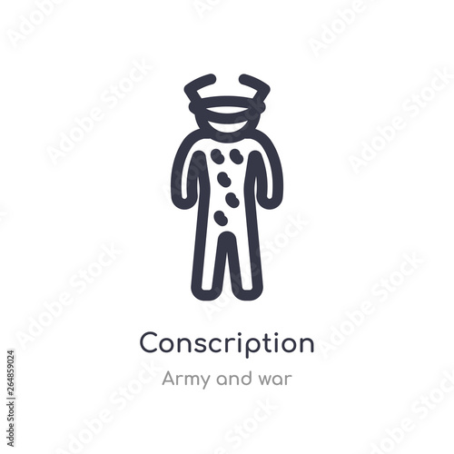 conscription outline icon. isolated line vector illustration from army and war collection. editable thin stroke conscription icon on white background