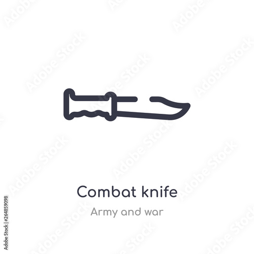 combat knife outline icon. isolated line vector illustration from army and war collection. editable thin stroke combat knife icon on white background