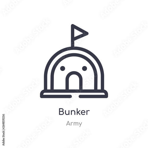 bunker outline icon. isolated line vector illustration from army collection. editable thin stroke bunker icon on white background