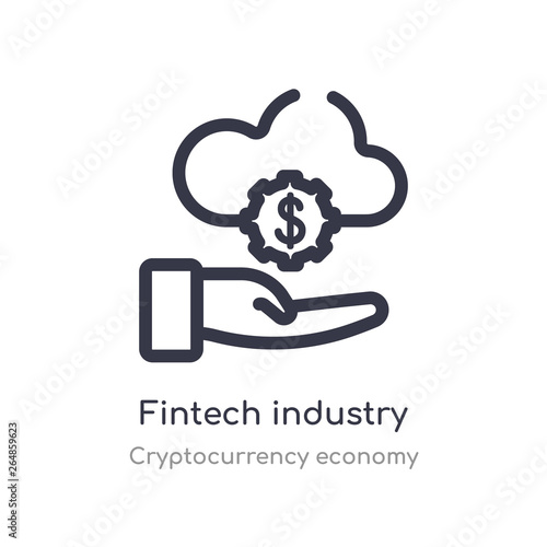 fintech industry outline icon. isolated line vector illustration from cryptocurrency economy collection. editable thin stroke fintech industry icon on white background