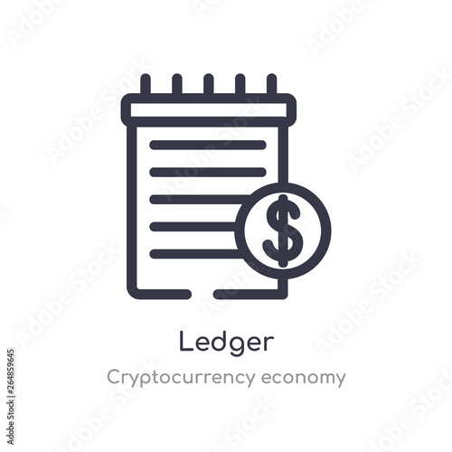 ledger outline icon. isolated line vector illustration from cryptocurrency economy collection. editable thin stroke ledger icon on white background