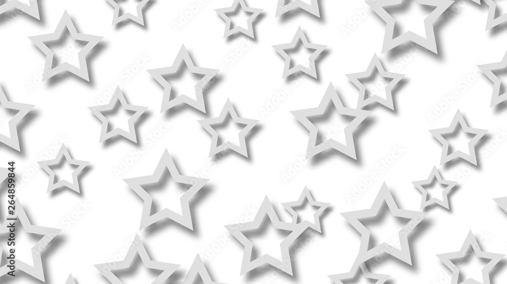 Abstract illustration of randomly arranged gray stars with soft shadows on white background Abstract illustration of randomly arranged gray stars with soft shadows on white background