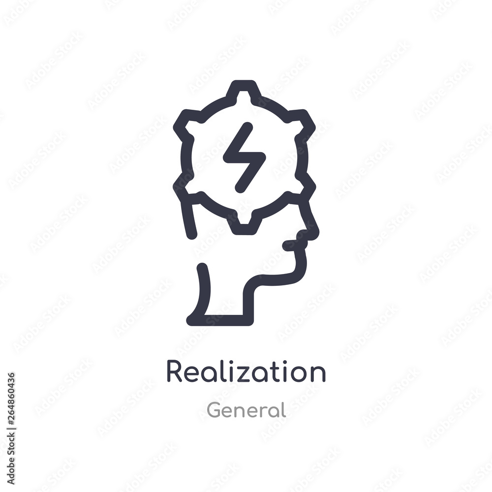 realization outline icon. isolated line vector illustration from general collection. editable thin stroke realization icon on white background realization outline icon. isolated line vector illustration from general collection. editable thin stroke realization icon on white background