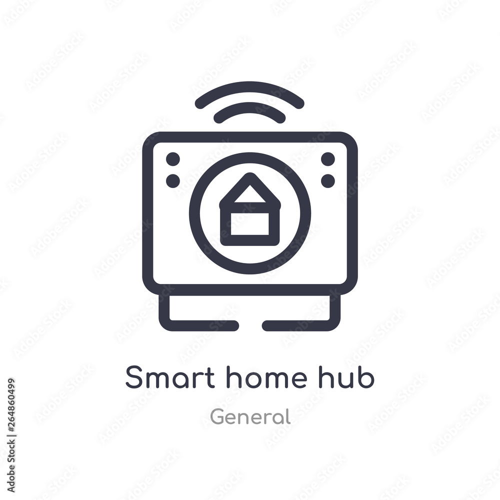 smart home hub outline icon. isolated line vector illustration from general collection. editable thin stroke smart home hub icon on white background smart home hub outline icon. isolated line vector illustration from general collection. editable thin stroke smart home hub icon on white background