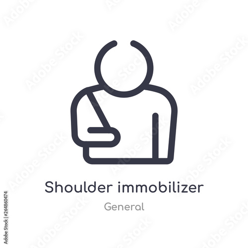 shoulder immobilizer outline icon. isolated line vector illustration from general collection. editable thin stroke shoulder immobilizer icon on white background