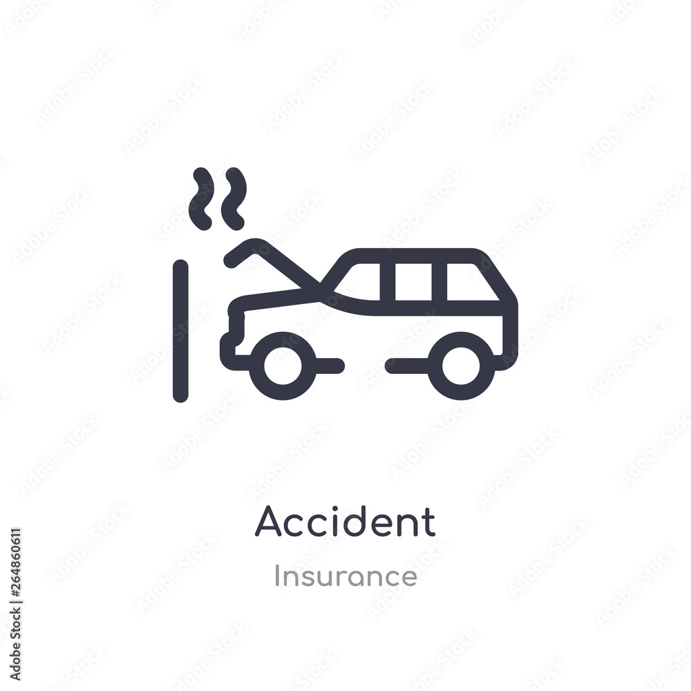 accident outline icon. isolated line vector illustration from insurance collection. editable thin stroke accident icon on white background accident outline icon. isolated line vector illustration from insurance collection. editable thin stroke accident icon on white background
