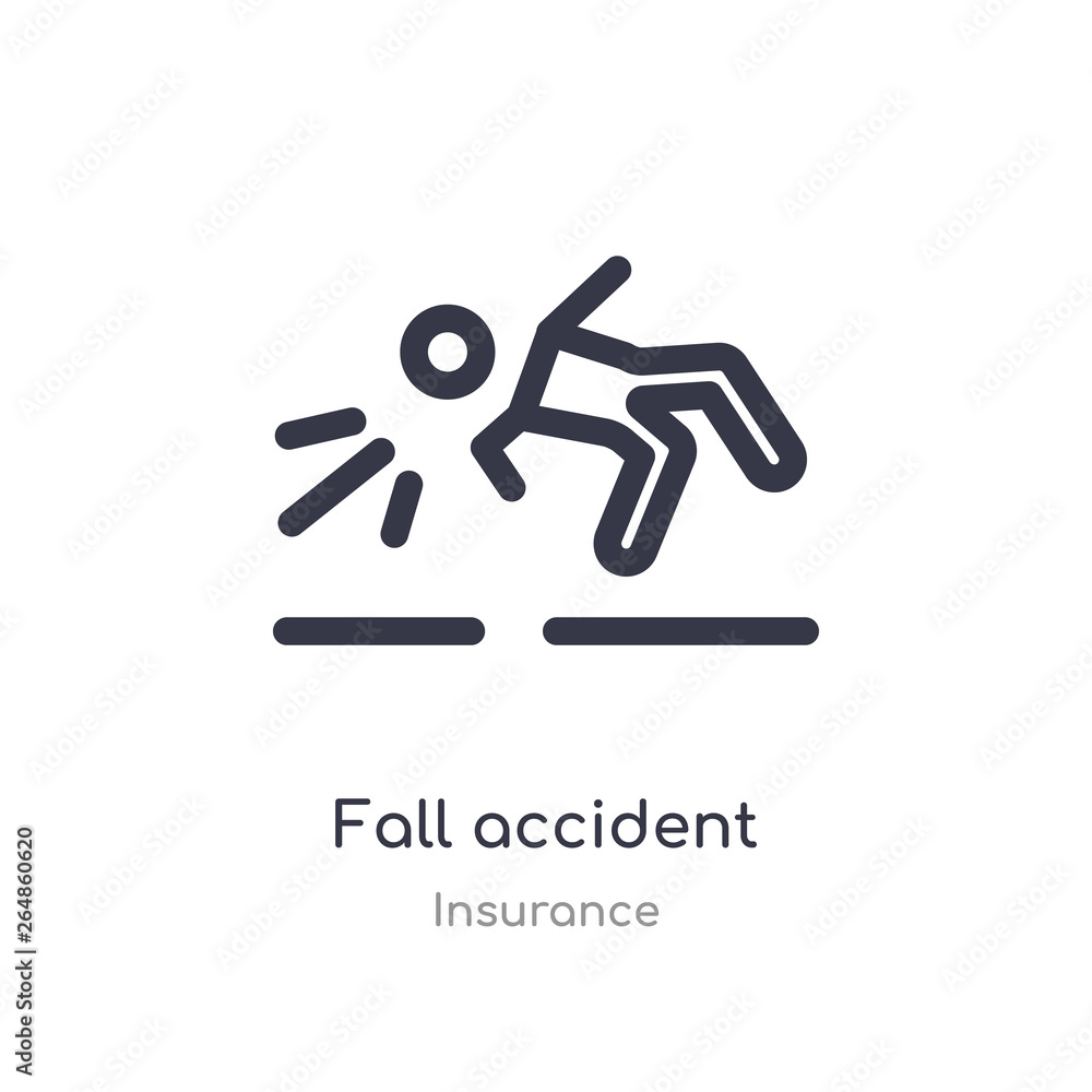 fall accident outline icon. isolated line vector illustration from insurance collection. editable thin stroke fall accident icon on white background fall accident outline icon. isolated line vector illustration from insurance collection. editable thin stroke fall accident icon on white background