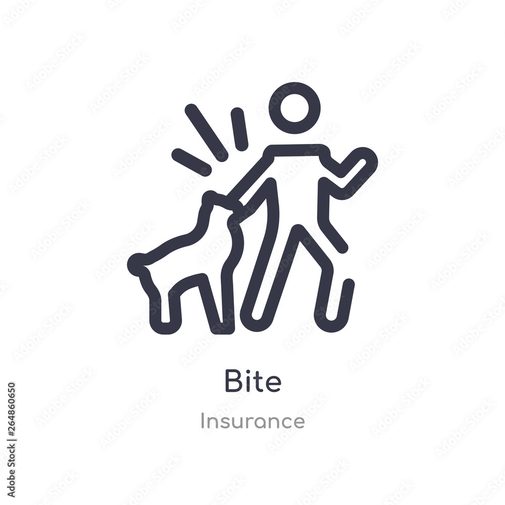 bite outline icon. isolated line vector illustration from insurance collection. editable thin stroke bite icon on white background bite outline icon. isolated line vector illustration from insurance collection. editable thin stroke bite icon on white background
