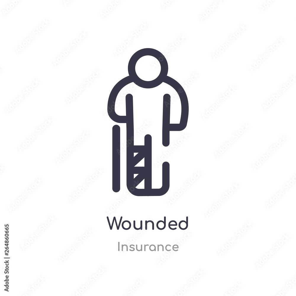 wounded outline icon. isolated line vector illustration from insurance collection. editable thin stroke wounded icon on white background wounded outline icon. isolated line vector illustration from insurance collection. editable thin stroke wounded icon on white background