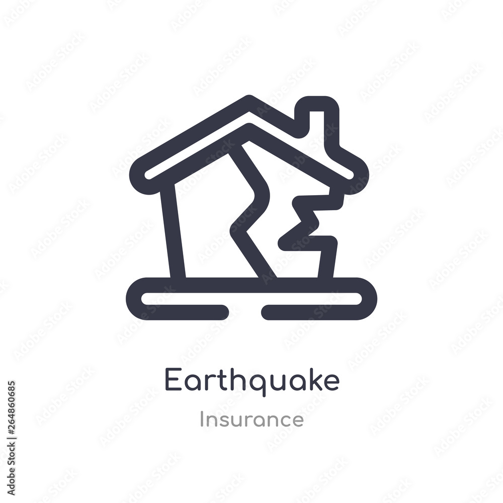 earthquake outline icon. isolated line vector illustration from insurance collection. editable thin stroke earthquake icon on white background earthquake outline icon. isolated line vector illustration from insurance collection. editable thin stroke earthquake icon on white background