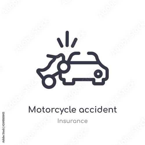 motorcycle accident outline icon. isolated line vector illustration from insurance collection. editable thin stroke motorcycle accident icon on white background