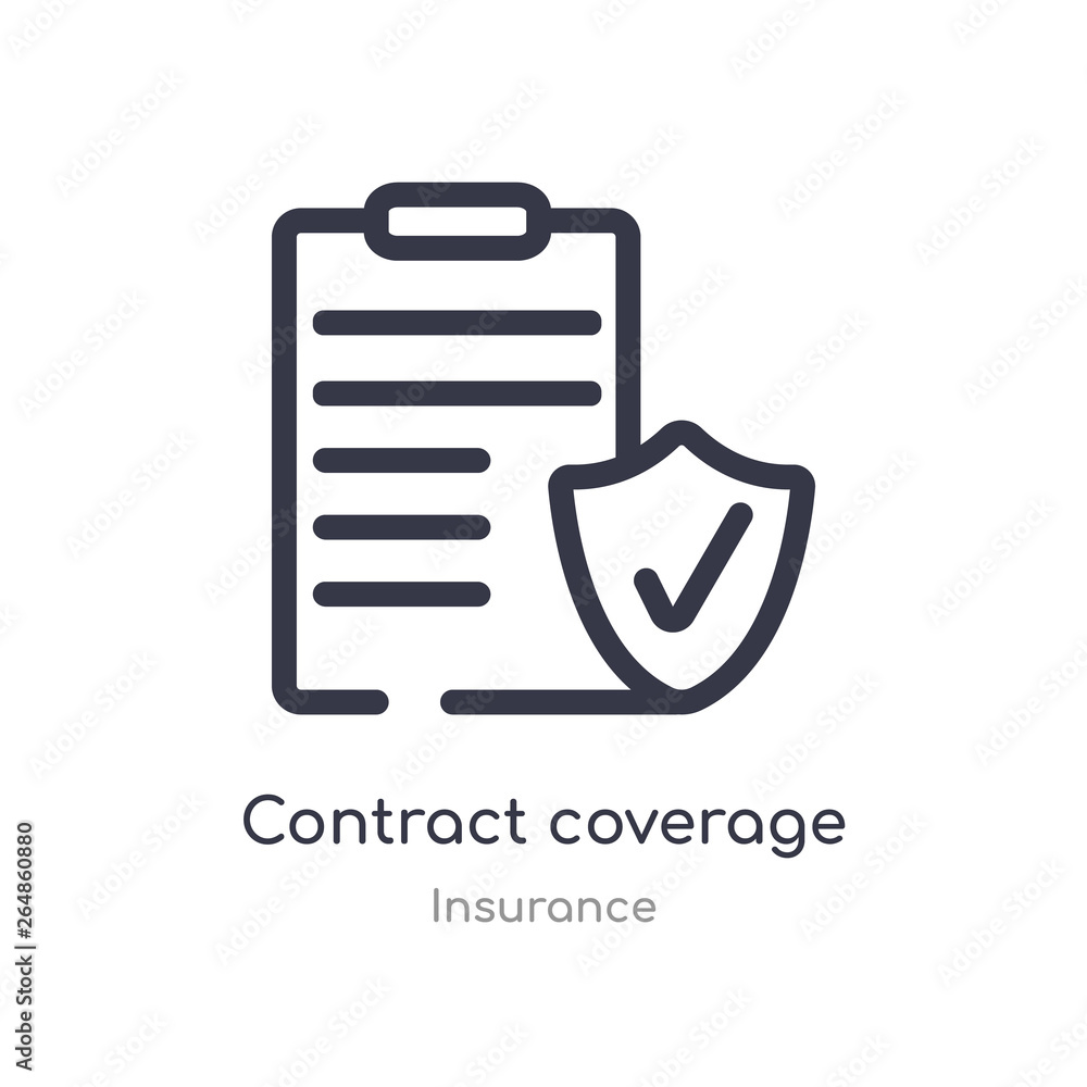 contract coverage outline icon. isolated line vector illustration from insurance collection. editable thin stroke contract coverage icon on white background contract coverage outline icon. isolated line vector illustration from insurance collection. editable thin stroke contract coverage icon on white background