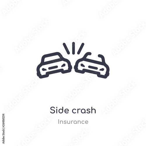 side crash outline icon. isolated line vector illustration from insurance collection. editable thin stroke side crash icon on white background
