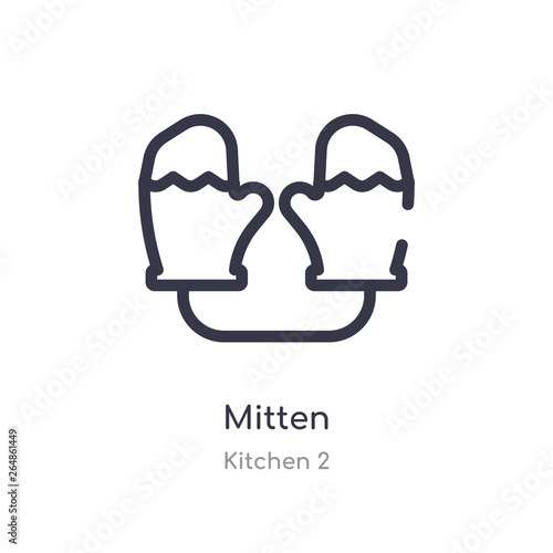 mitten outline icon. isolated line vector illustration from kitchen 2 collection. editable thin stroke mitten icon on white background