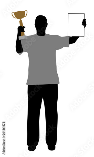 Winner with trophy and certificate