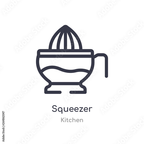 squeezer outline icon. isolated line vector illustration from kitchen collection. editable thin stroke squeezer icon on white background