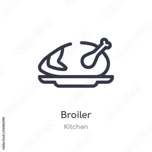 broiler outline icon. isolated line vector illustration from kitchen collection. editable thin stroke broiler icon on white background