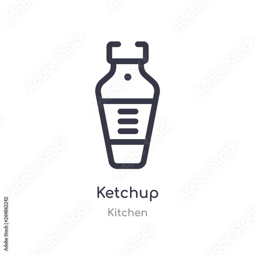 ketchup outline icon. isolated line vector illustration from kitchen collection. editable thin stroke ketchup icon on white background
