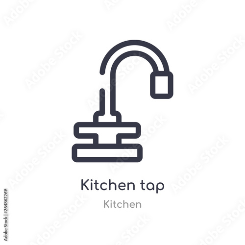 kitchen tap outline icon. isolated line vector illustration from kitchen collection. editable thin stroke kitchen tap icon on white background