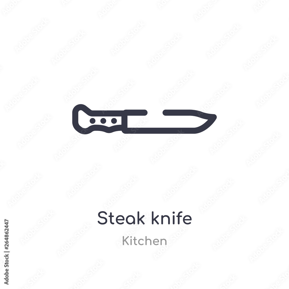 steak knife outline icon. isolated line vector illustration from kitchen collection. editable thin stroke steak knife icon on white background steak knife outline icon. isolated line vector illustration from kitchen collection. editable thin stroke steak knife icon on white background