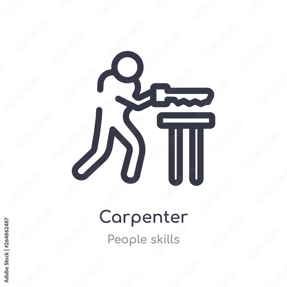 carpenter outline icon. isolated line vector illustration from people skills collection. editable thin stroke carpenter icon on white background