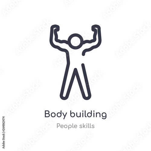 body building outline icon. isolated line vector illustration from people skills collection. editable thin stroke body building icon on white background