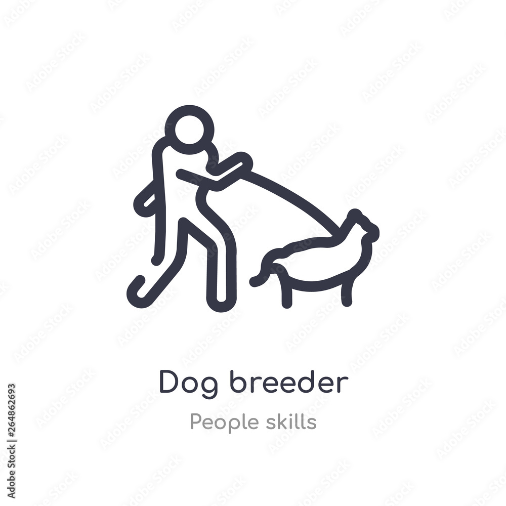 dog breeder outline icon. isolated line vector illustration from people skills collection. editable thin stroke dog breeder icon on white background dog breeder outline icon. isolated line vector illustration from people skills collection. editable thin stroke dog breeder icon on white background