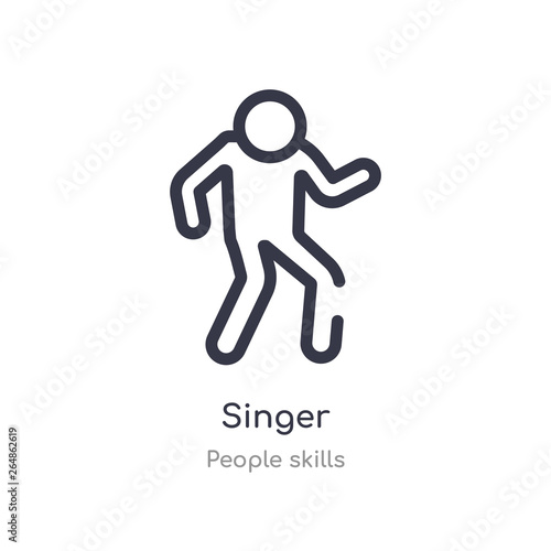 singer outline icon. isolated line vector illustration from people skills collection. editable thin stroke singer icon on white background