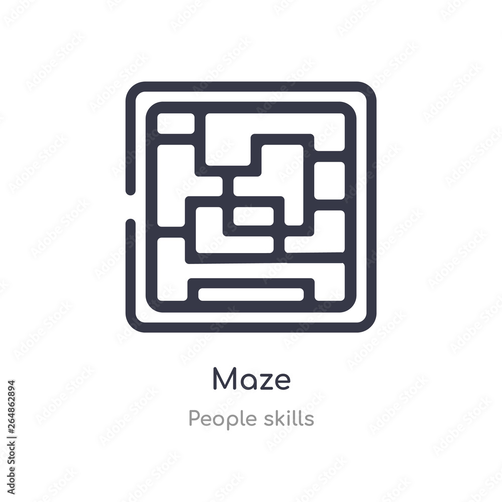 maze outline icon. isolated line vector illustration from people skills collection. editable thin stroke maze icon on white background