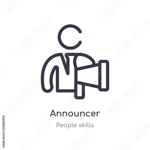 announcer outline icon. isolated line vector illustration from people skills collection. editable thin stroke announcer icon on white background