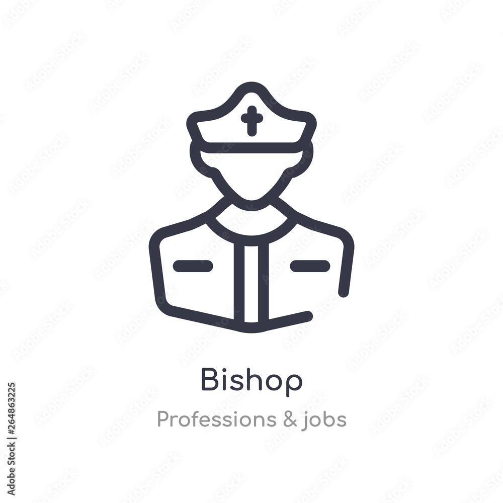 bishop outline icon. isolated line vector illustration from professions & jobs collection. editable thin stroke bishop icon on white background