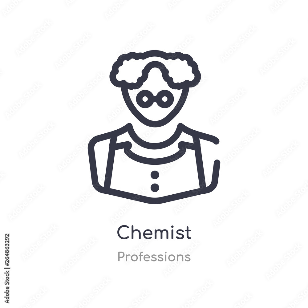 chemist outline icon. isolated line vector illustration from professions collection. editable thin stroke chemist icon on white background