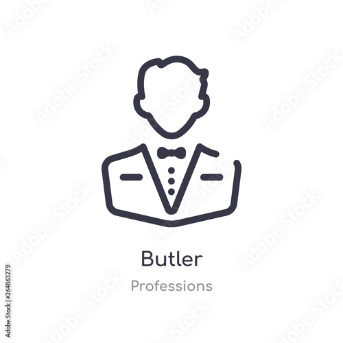 butler outline icon. isolated line vector illustration from professions collection. editable thin stroke butler icon on white background