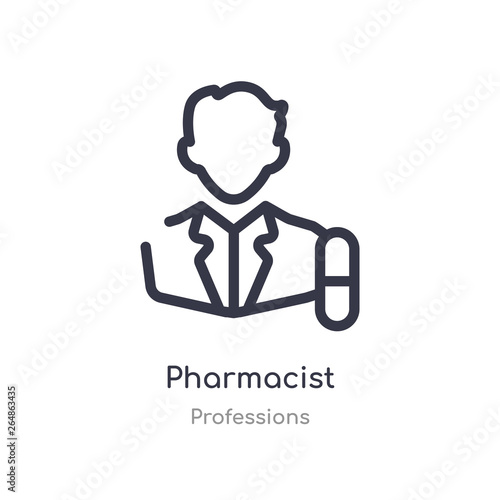 pharmacist outline icon. isolated line vector illustration from professions collection. editable thin stroke pharmacist icon on white background