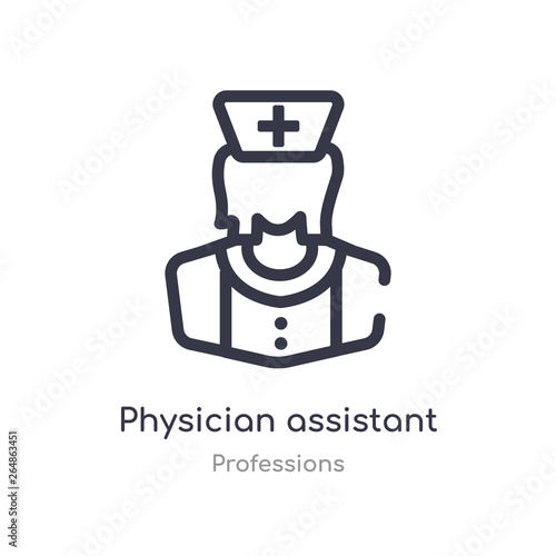 physician assistant outline icon. isolated line vector illustration from professions collection. editable thin stroke physician assistant icon on white background