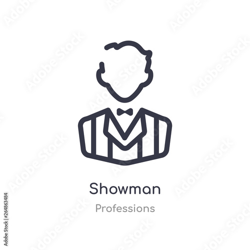 showman outline icon. isolated line vector illustration from professions collection. editable thin stroke showman icon on white background
