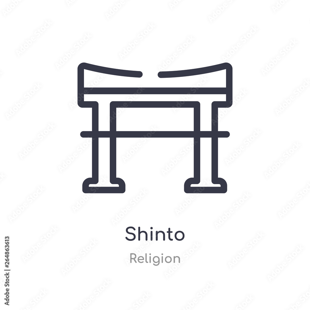 shinto outline icon. isolated line vector illustration from religion collection. editable thin stroke shinto icon on white background shinto outline icon. isolated line vector illustration from religion collection. editable thin stroke shinto icon on white background