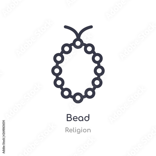 bead outline icon. isolated line vector illustration from religion collection. editable thin stroke bead icon on white background