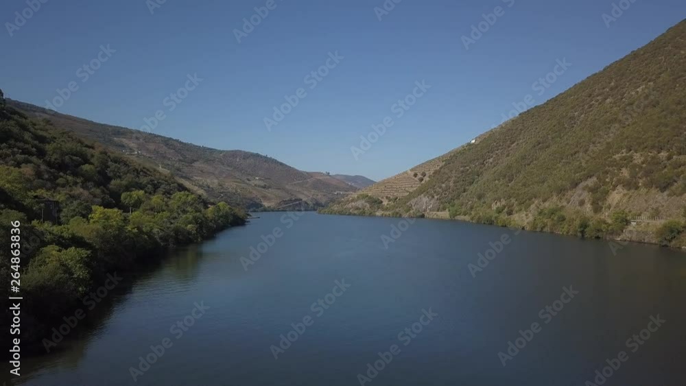Aerial shot Douro River, Alto Douro Wine Region, Douro Valley, Portugal Aerial shot Douro River, Alto Douro Wine Region, Douro Valley, Portugal