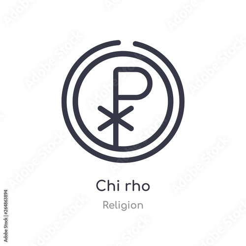 chi rho outline icon. isolated line vector illustration from religion collection. editable thin stroke chi rho icon on white background