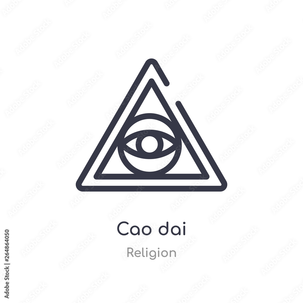 cao dai outline icon. isolated line vector illustration from religion collection. editable thin stroke cao dai icon on white background cao dai outline icon. isolated line vector illustration from religion collection. editable thin stroke cao dai icon on white background