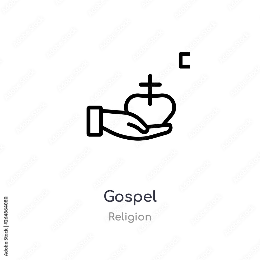 gospel outline icon. isolated line vector illustration from religion collection. editable thin stroke gospel icon on white background gospel outline icon. isolated line vector illustration from religion collection. editable thin stroke gospel icon on white background