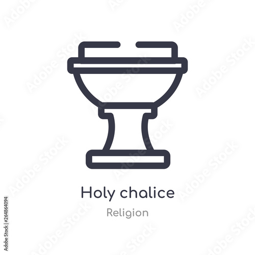 holy chalice outline icon. isolated line vector illustration from religion collection. editable thin stroke holy chalice icon on white background