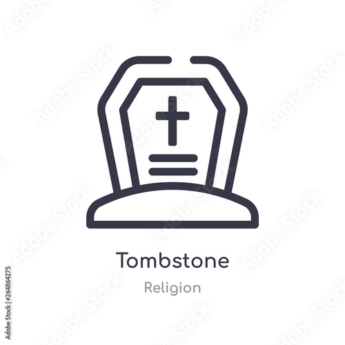 tombstone outline icon. isolated line vector illustration from religion collection. editable thin stroke tombstone icon on white background