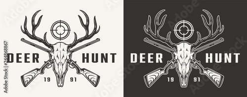 Vintage monochrome hunting badge