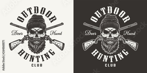 Vintage monochrome hunting club print