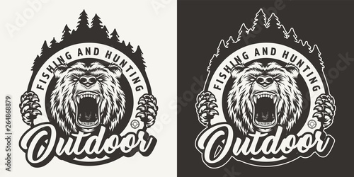 Vintage monochrome hunting round logo