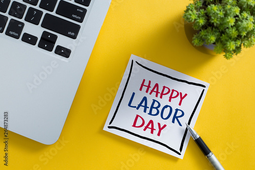 Haappy Labor Day Concept On Sticky Note photo