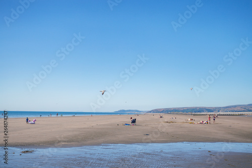 Ynyslas Beach At Bright Summer Day