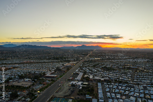 Aerial photo of Mesa Arizona retirement communities motor homes trailer parks